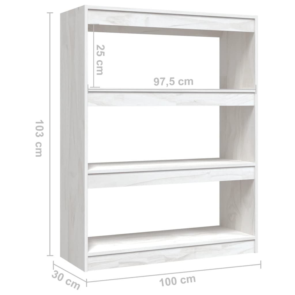 vidaXL Bibliothèque/Séparateur de pièce Blanc 100x30x103 cm Pin Massif