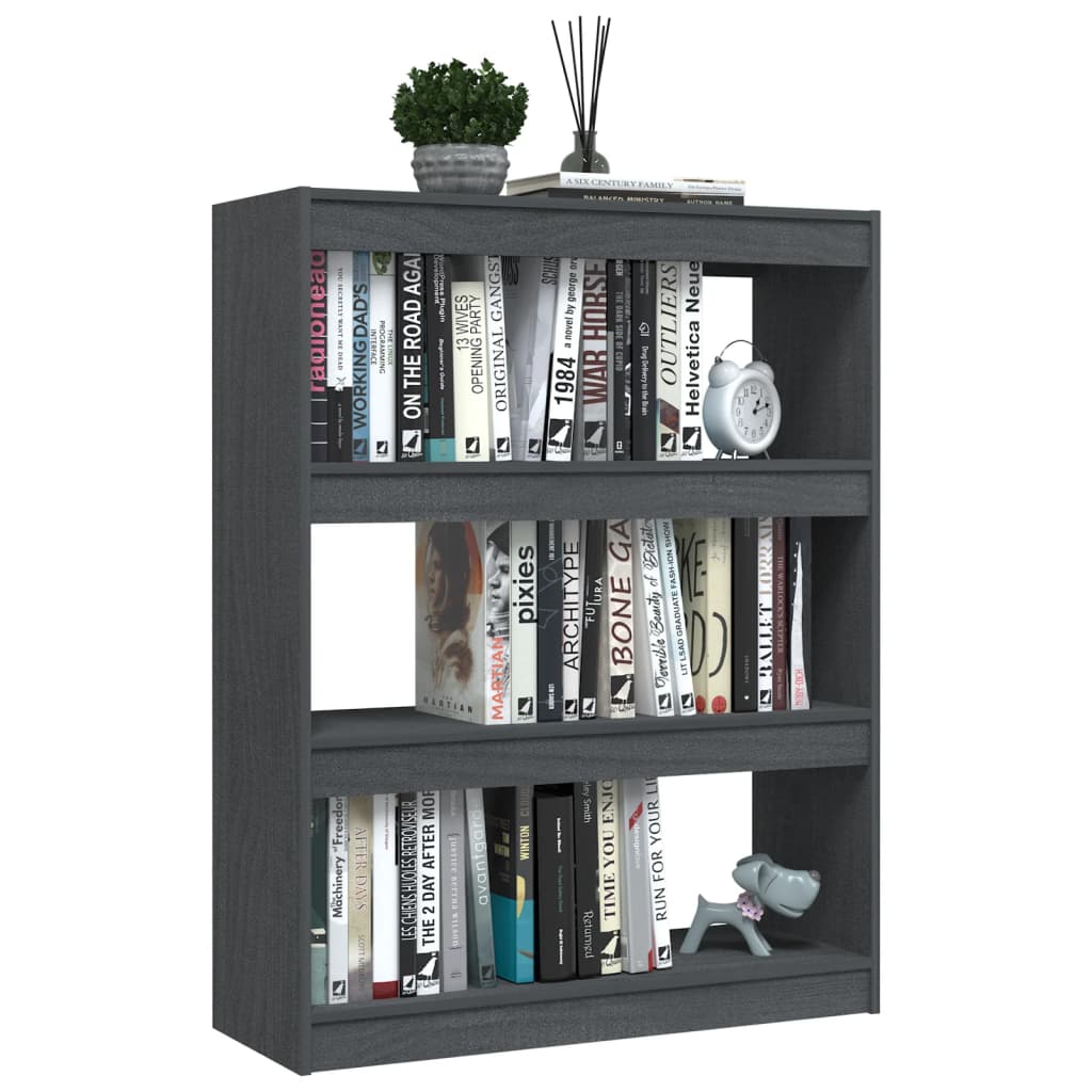 vidaXL Bibliothèque/Séparateur de pièce Gris 100x30x103 cm Bois de pin massif
