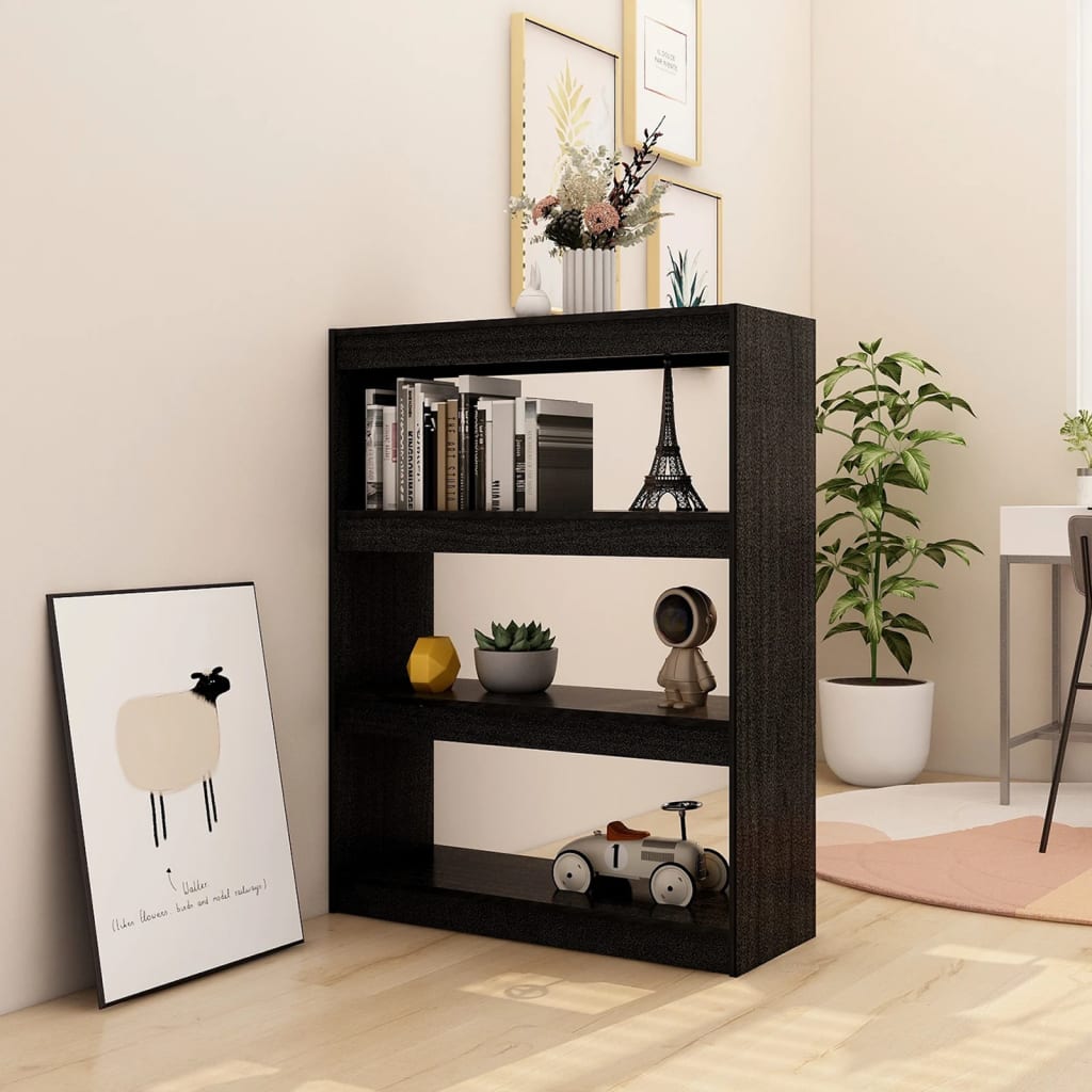 vidaXL Étagère/Séparateur de pièce noir 100x30x103 cm pin massif
