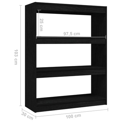 vidaXL Étagère/Séparateur de pièce noir 100x30x103 cm pin massif