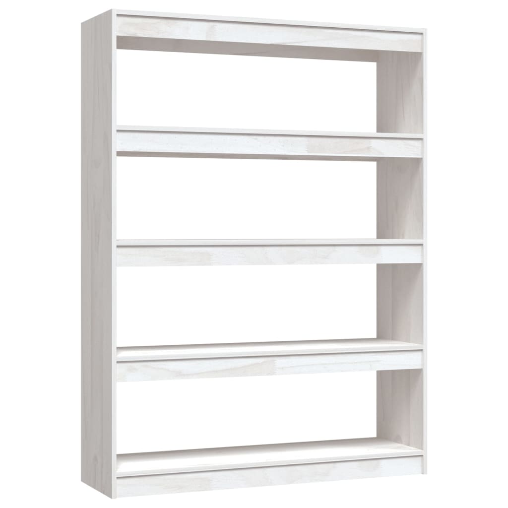 vidaXL Bücherregal/Raumteiler Weiß 100x30x135,5 cm Kiefer Massivholz