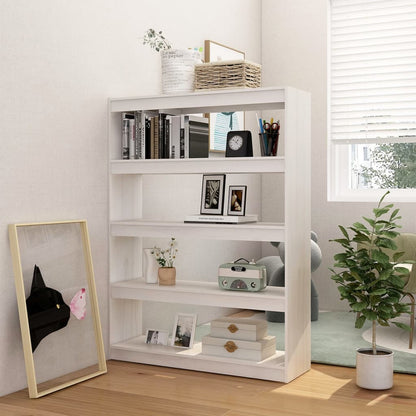 vidaXL Bücherregal/Raumteiler Weiß 100x30x135,5 cm Kiefer Massivholz