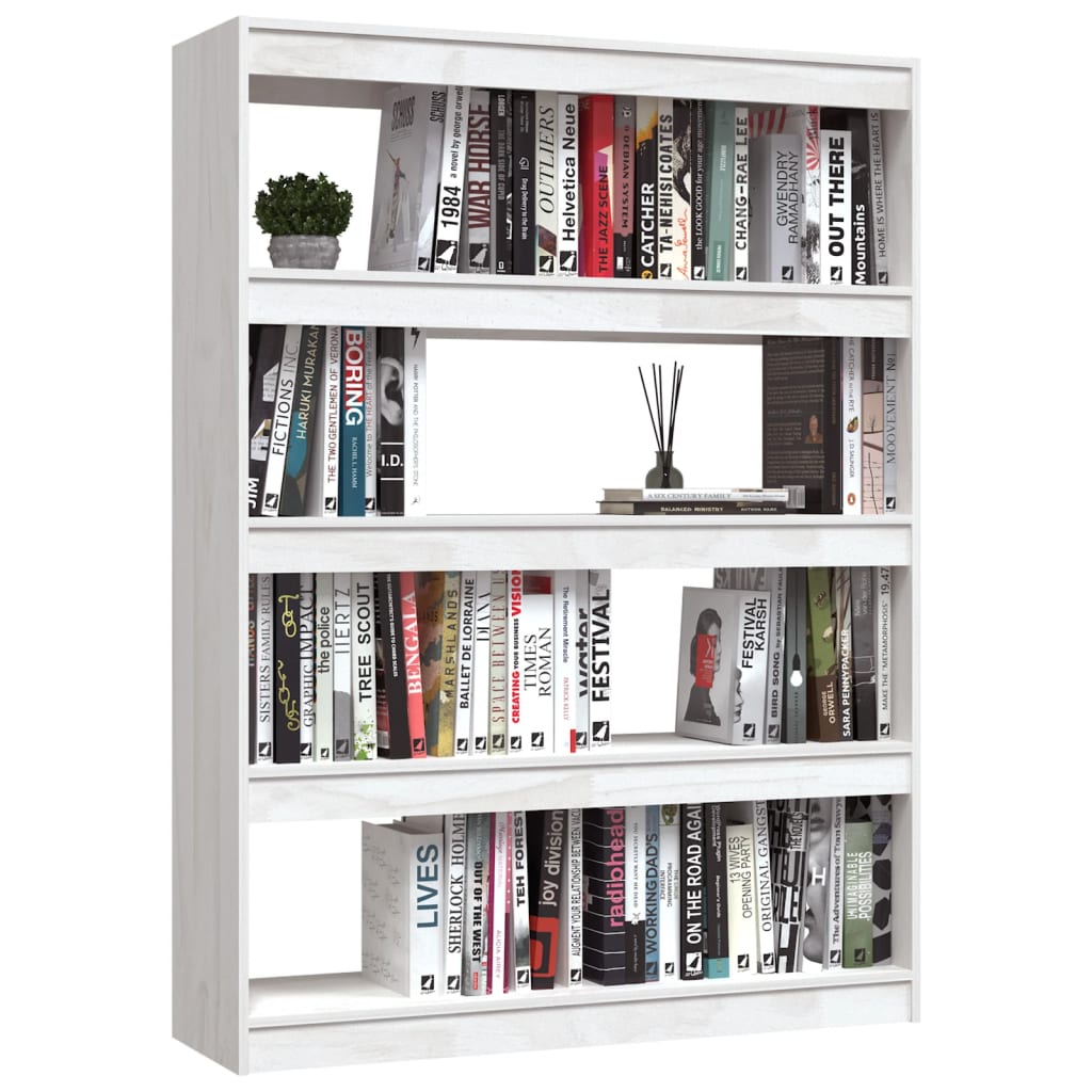 vidaXL Bücherregal/Raumteiler Weiß 100x30x135,5 cm Kiefer Massivholz