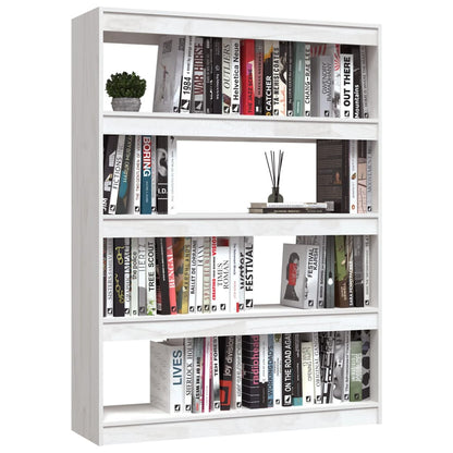 vidaXL Bücherregal/Raumteiler Weiß 100x30x135,5 cm Kiefer Massivholz