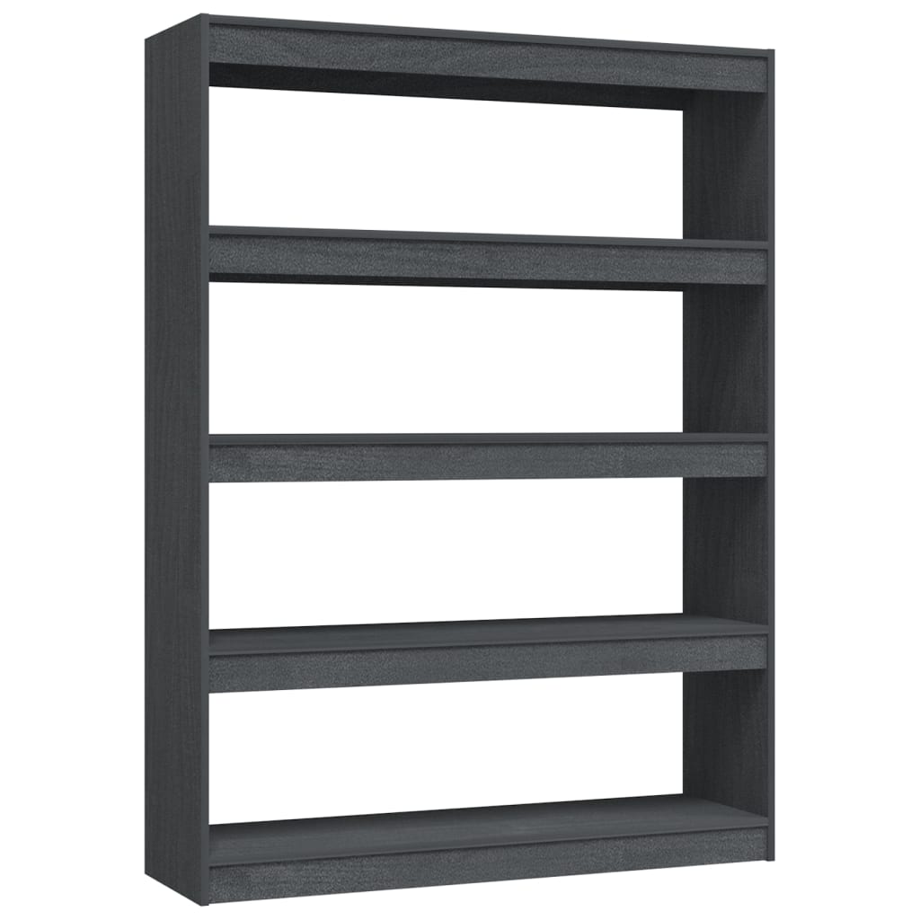 vidaXL Bücherregal/Raumteiler Grau 100x30x135,5 cm Kiefer Massivholz