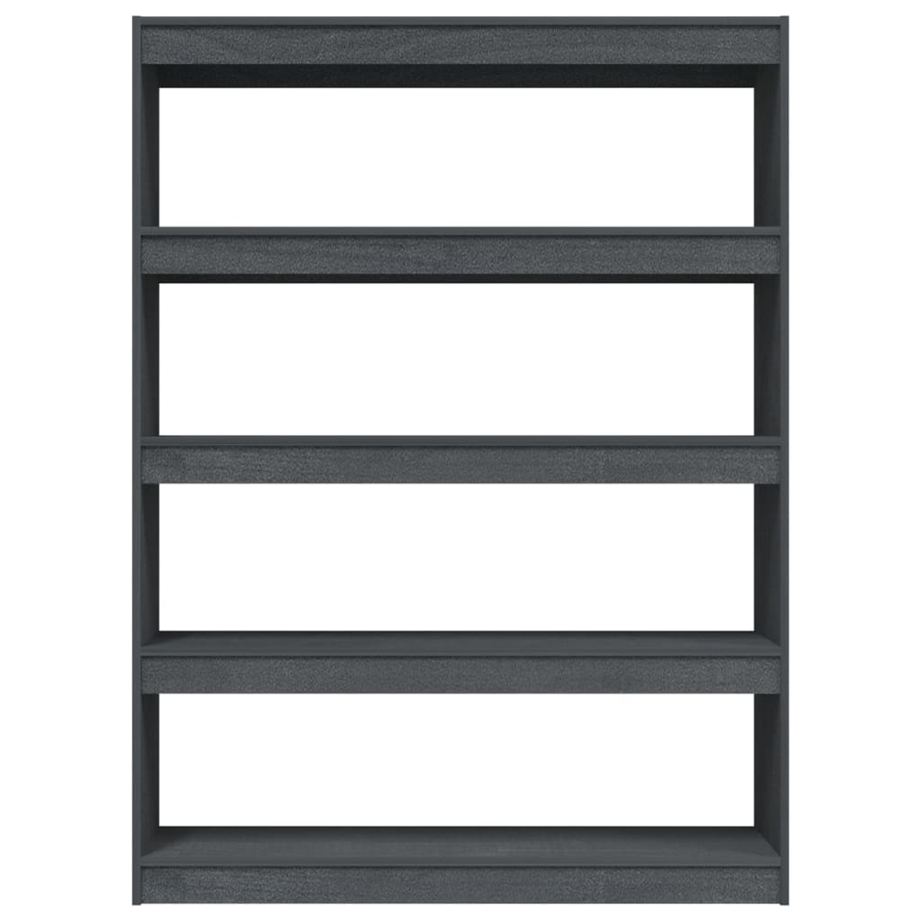vidaXL Bücherregal/Raumteiler Grau 100x30x135,5 cm Kiefer Massivholz