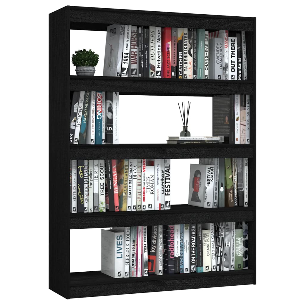 vidaXL Bibliothèque/Séparateur de pièce Noir 100x30x135,5 cm Bois de pin massif