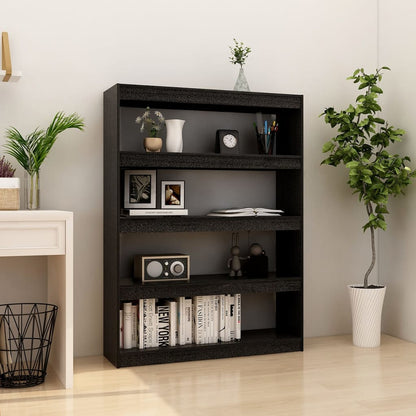 vidaXL Bibliothèque/Séparateur de pièce Noir 100x30x135,5 cm Bois de pin massif