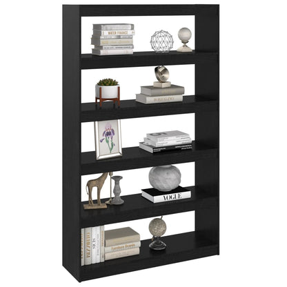 vidaXL Bücherregal/Raumteiler Schwarz 100x30x167,5cm Massivholz Kiefer