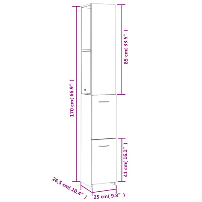 vidaXL Badschrank Weiß 25x26,5x170 cm Holzwerkstoff