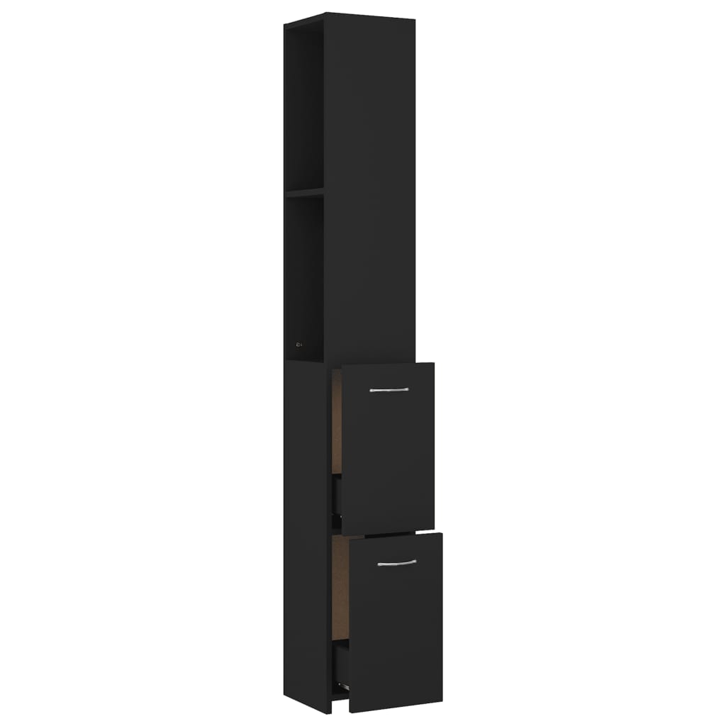 vidaXL Badschrank Schwarz 25x26,5x170 cm Holzwerkstoff