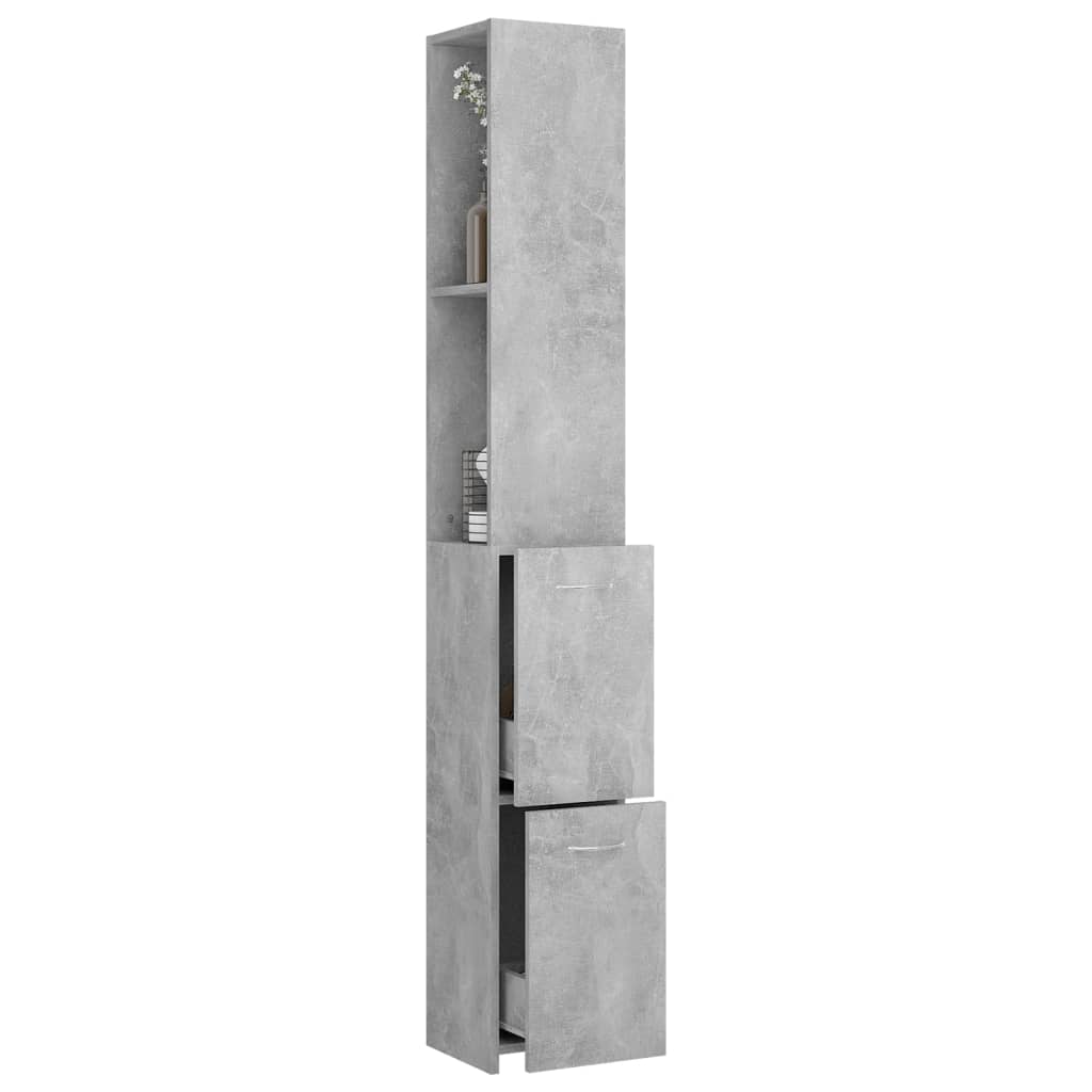 vidaXL Badschrank Betongrau 25x26,5x170 cm Holzwerkstoff