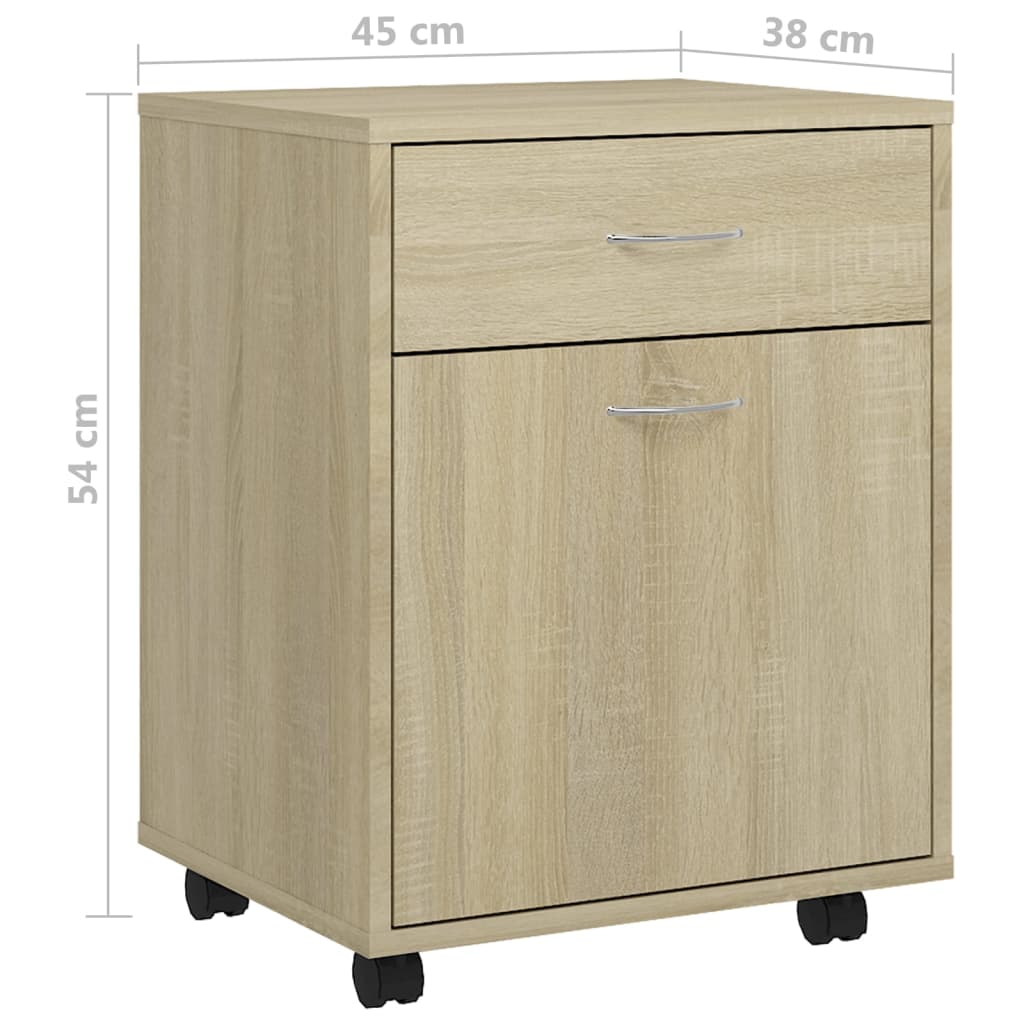 vidaXL Caisson à roulettes chêne Sonoma 45x38x54 cm aggloméré