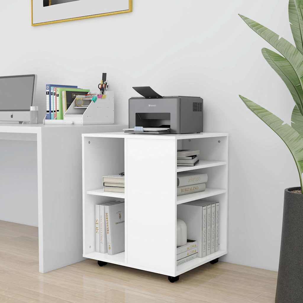 vidaXL Meuble à roulettes blanc 60x53x72 cm en bois d'ingénierie