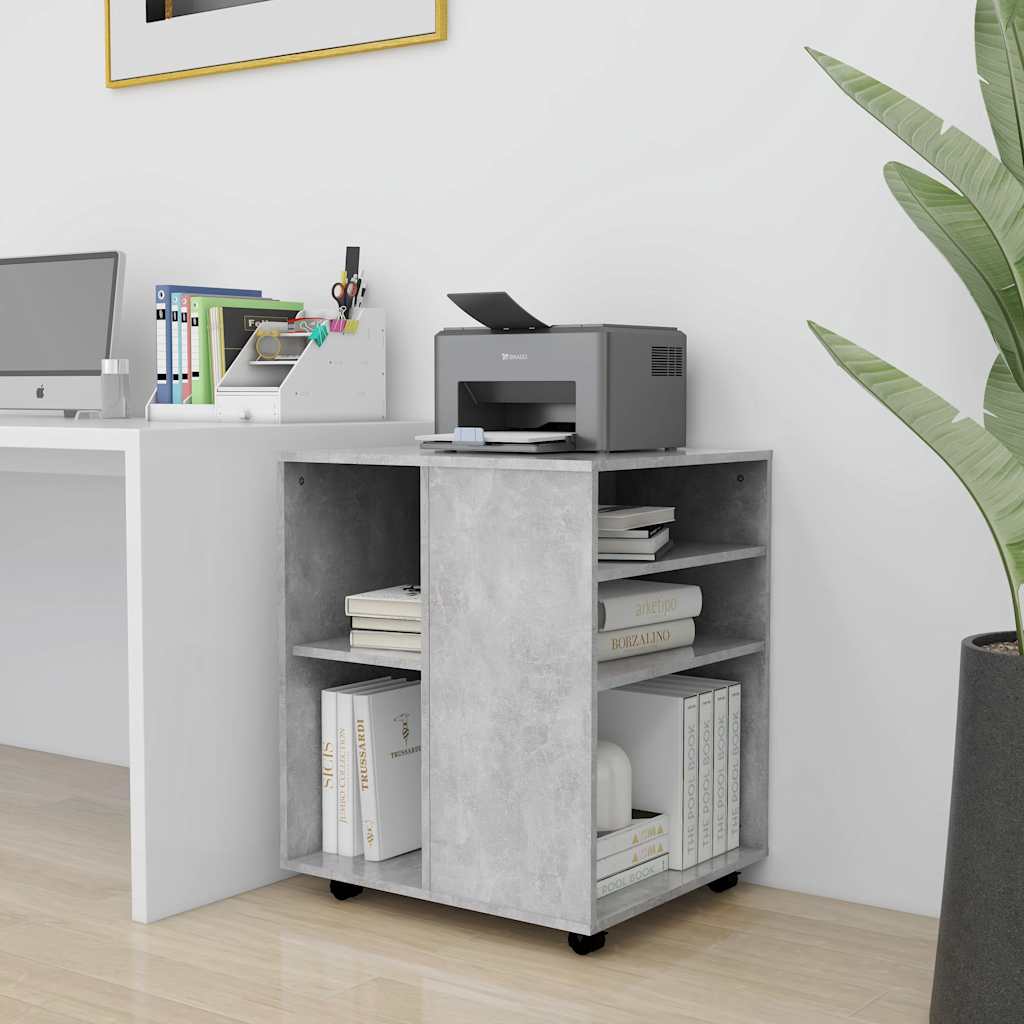 vidaXL Meuble roulant gris béton 60x53x72 cm Bois d'ingénierie