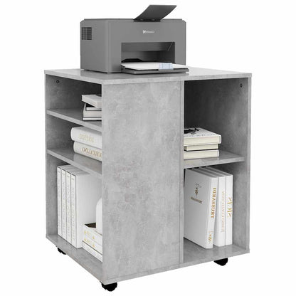 vidaXL Meuble roulant gris béton 60x53x72 cm Bois d'ingénierie
