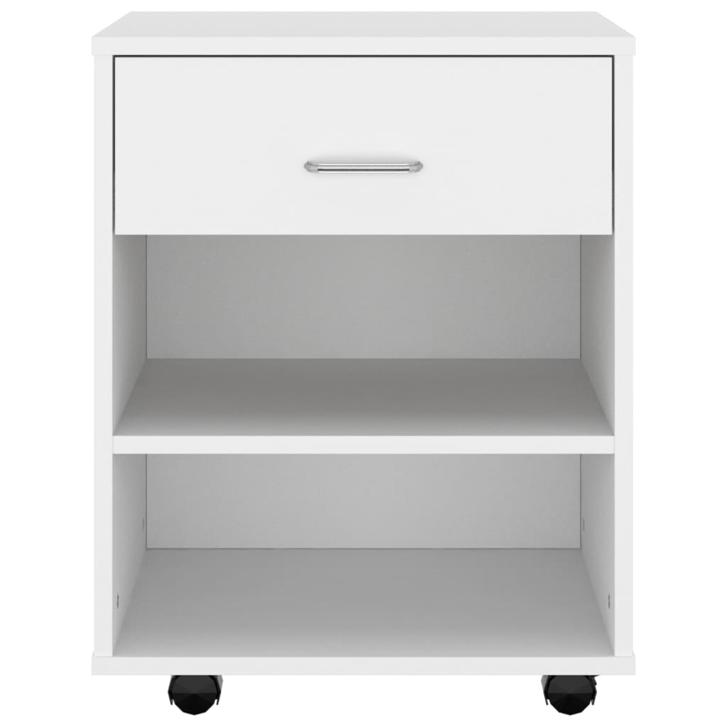 vidaXL Meuble de Rangement à roulettes Blanc 46x36x59 cm Bois d'ingénierie