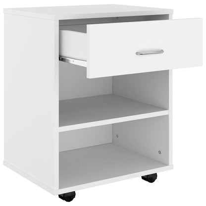 vidaXL Meuble de Rangement à roulettes Blanc 46x36x59 cm Bois d'ingénierie