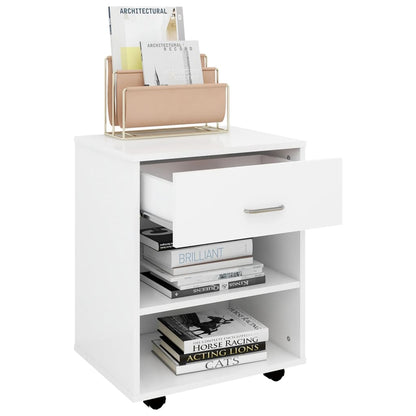 vidaXL Meuble de Rangement à roulettes Blanc 46x36x59 cm Bois d'ingénierie