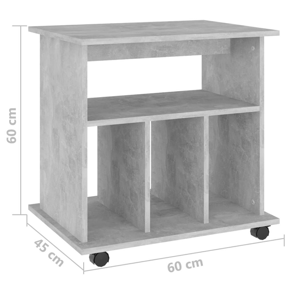 vidaXL Rollschrank Betongrau 60x45x60 cm Holzwerkstoff