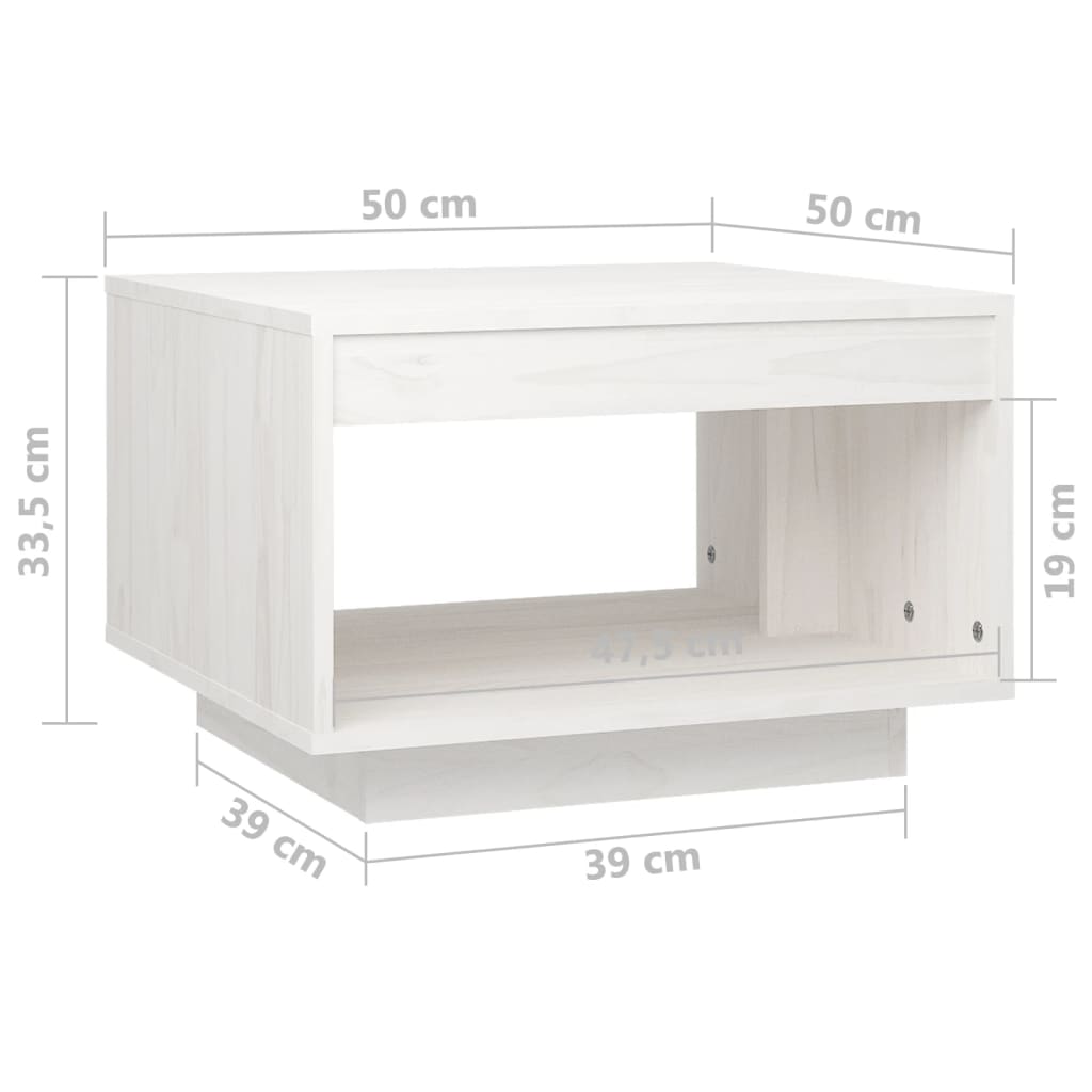vidaXL Couchtisch Weiß 50x50x33,5 cm Massivholz Kiefer