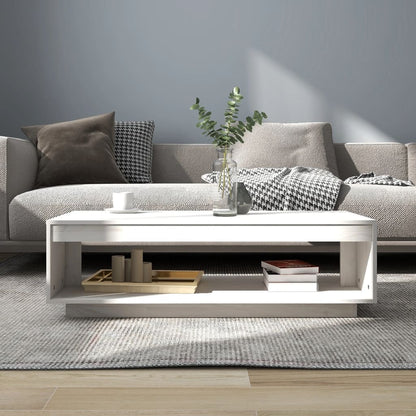 vidaXL Table basse blanc 110x50x33,5 cm pin massif