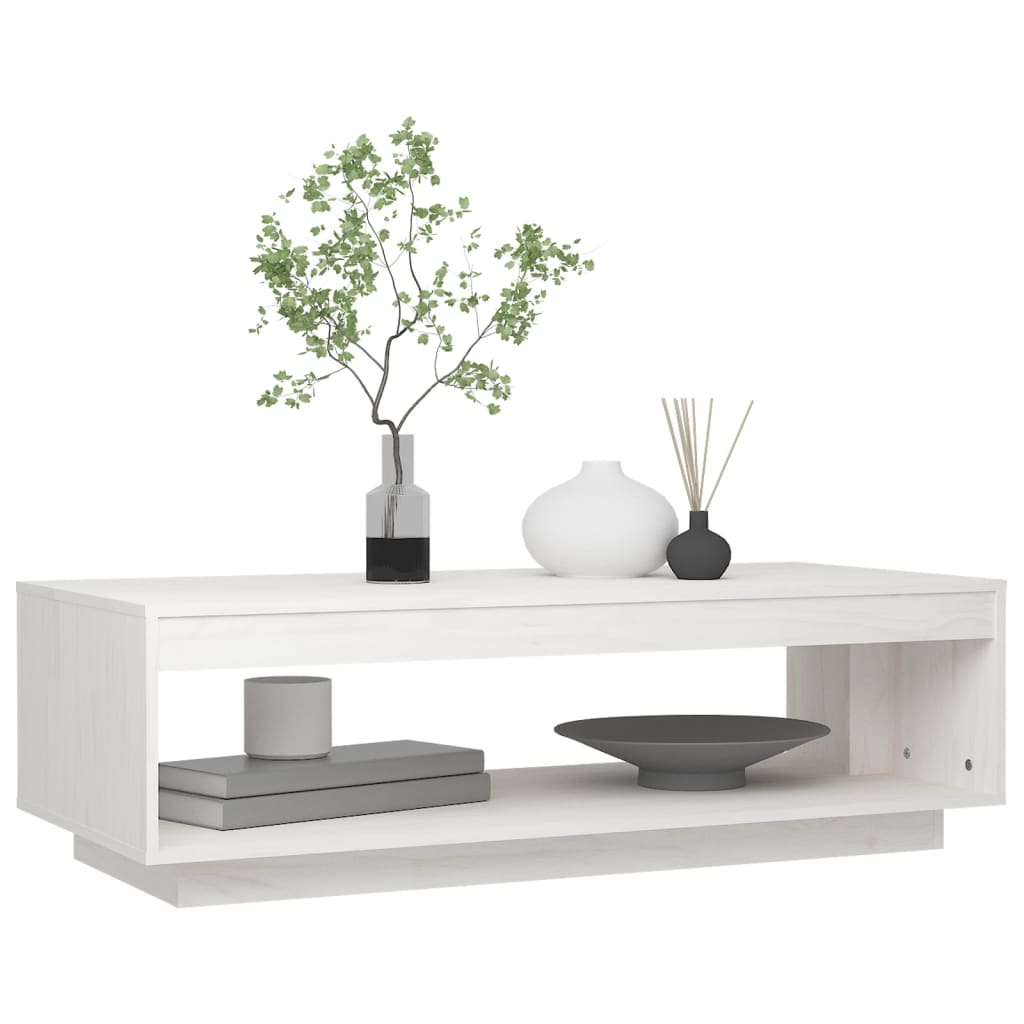 vidaXL Table basse blanc 110x50x33,5 cm pin massif