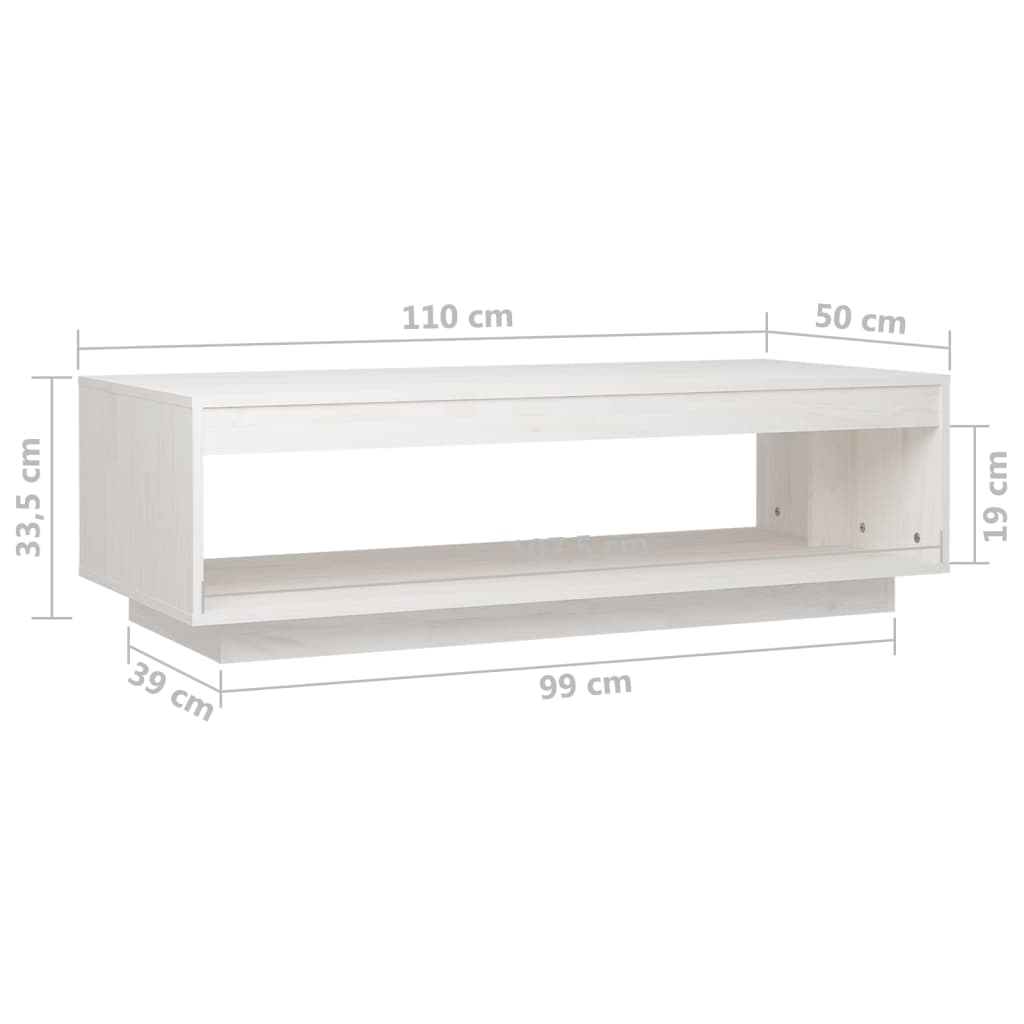 vidaXL Table basse blanc 110x50x33,5 cm pin massif