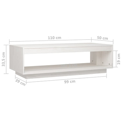 vidaXL Table basse blanc 110x50x33,5 cm pin massif
