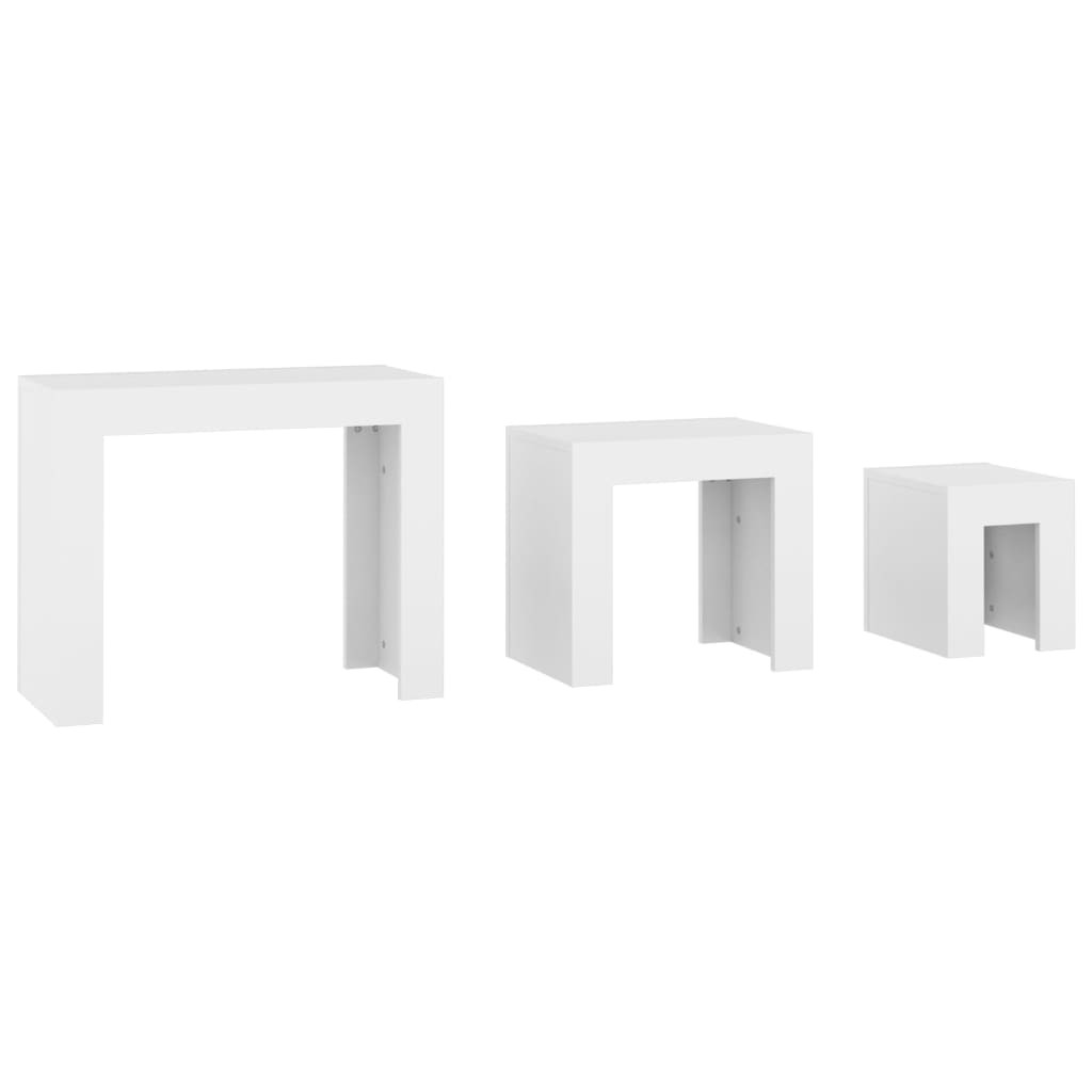 vidaXL Tables gigognes 3 pcs blanc bois d'ingénierie