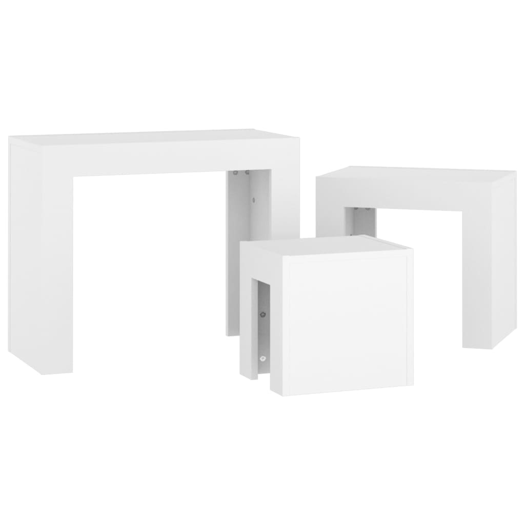 vidaXL Tables gigognes 3 pcs blanc bois d'ingénierie