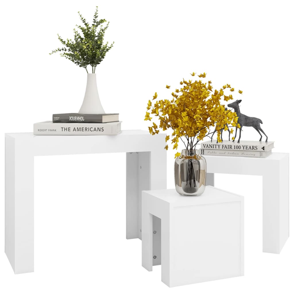 vidaXL Tables gigognes 3 pcs blanc bois d'ingénierie