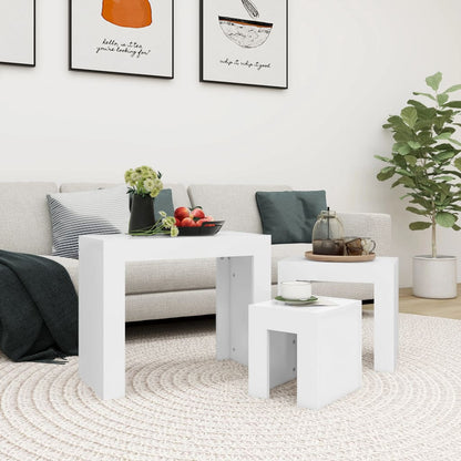 vidaXL Tables gigognes 3 pcs blanc bois d'ingénierie