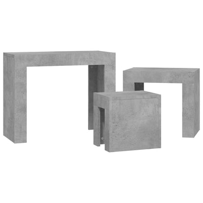 vidaXL Satztische 3-tlg. Betongrau Holzwerkstoff