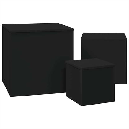 vidaXL Beistelltische 3-tlg. Schwarz Holzwerkstoff
