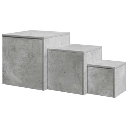 vidaXL Beistelltische 3-tlg. Betongrau Holzwerkstoff