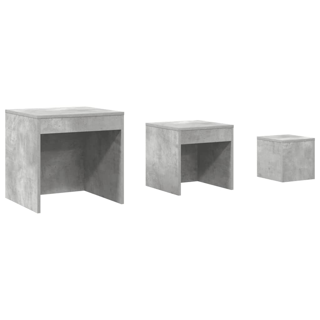 vidaXL Tables basses gigognes 3 pcs Gris béton Bois d'ingénierie