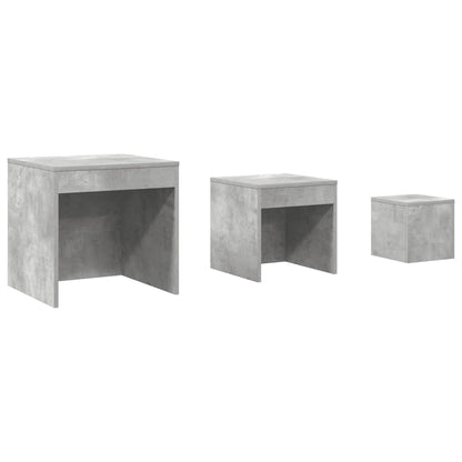 vidaXL Tables basses gigognes 3 pcs Gris béton Bois d'ingénierie