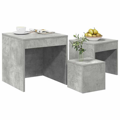 vidaXL Tables basses gigognes 3 pcs Gris béton Bois d'ingénierie