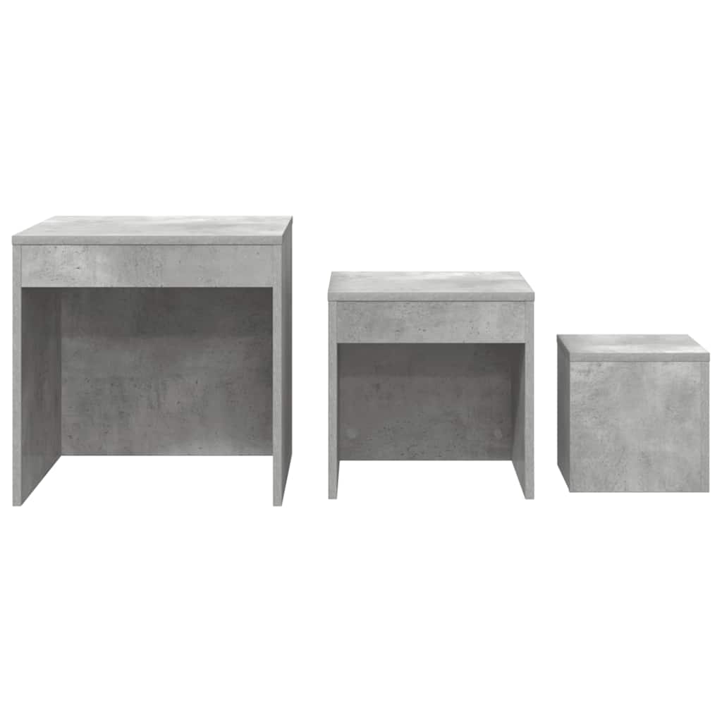 vidaXL Tables basses gigognes 3 pcs Gris béton Bois d'ingénierie