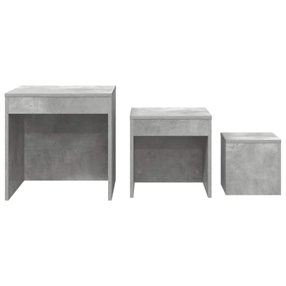 vidaXL Tables basses gigognes 3 pcs Gris béton Bois d'ingénierie