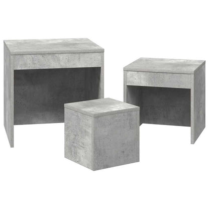 vidaXL Tables basses gigognes 3 pcs Gris béton Bois d'ingénierie