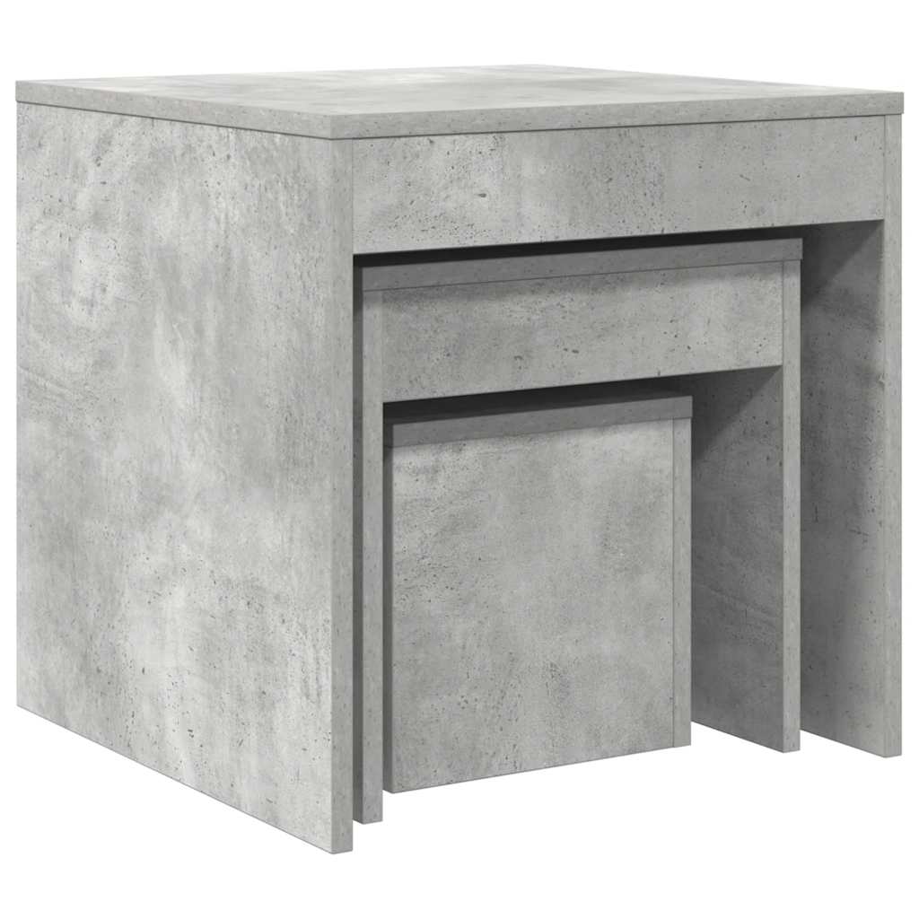 vidaXL Tables basses gigognes 3 pcs Gris béton Bois d'ingénierie