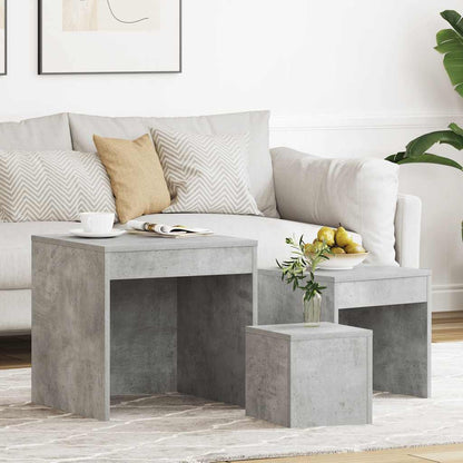 vidaXL Tables basses gigognes 3 pcs Gris béton Bois d'ingénierie