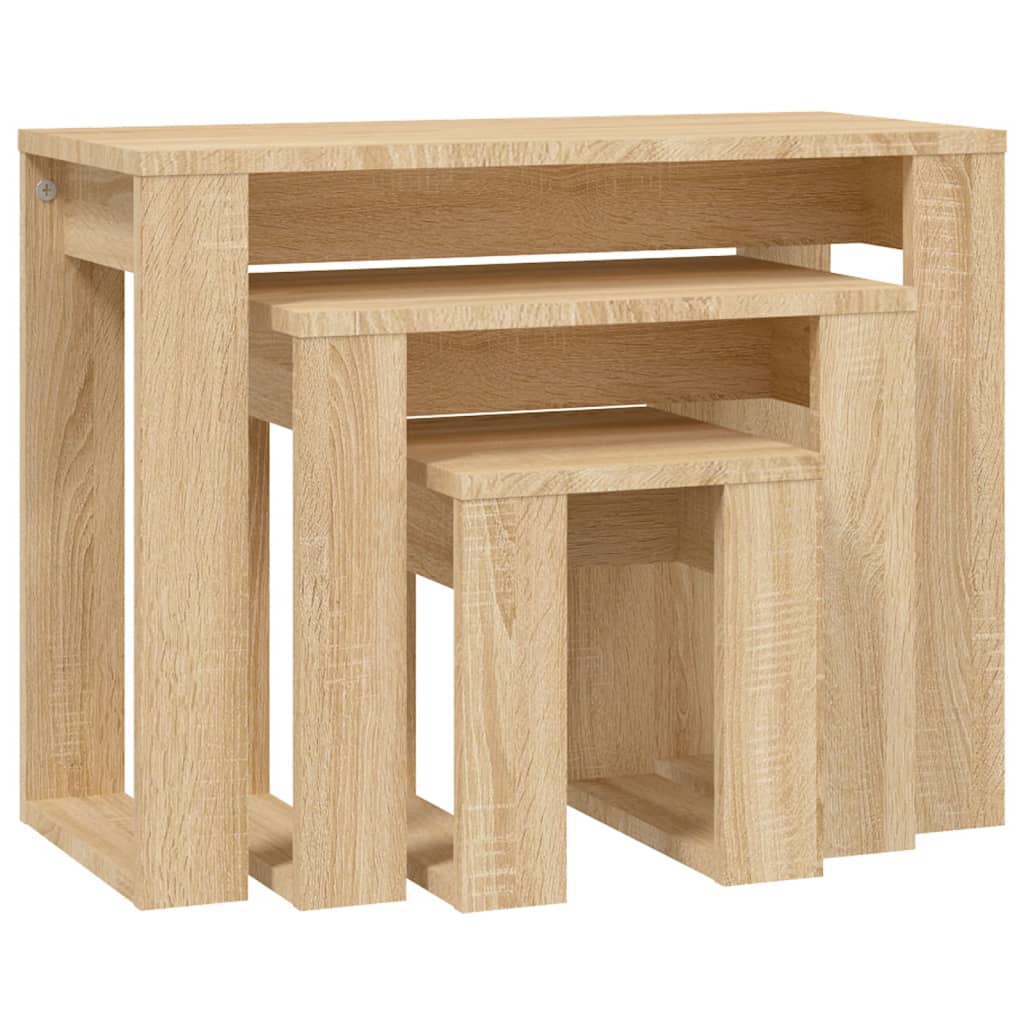 vidaXL Tables gigognes 3 pcs Chêne Sonoma Bois d'ingénierie