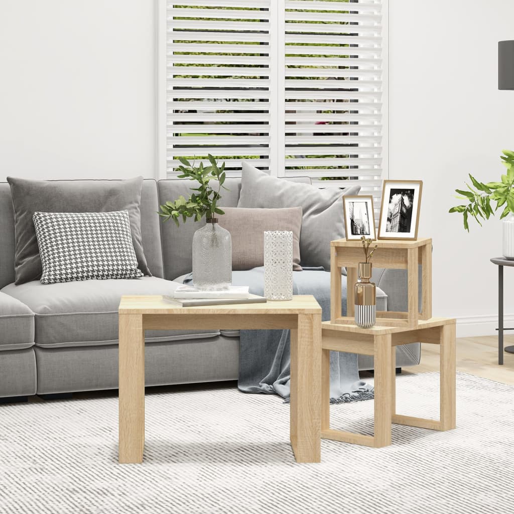 vidaXL Tables gigognes 3 pcs Chêne Sonoma Bois d'ingénierie