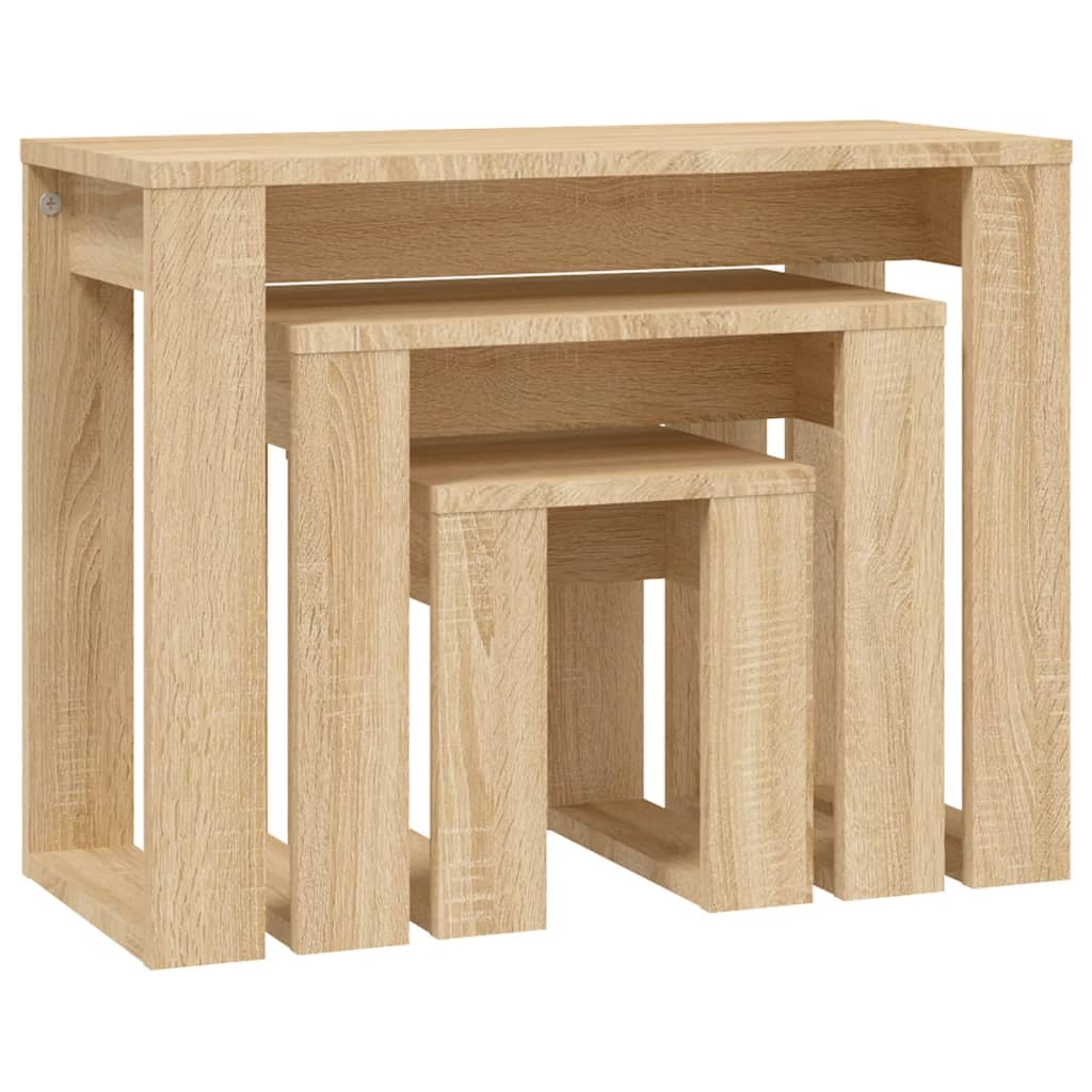 vidaXL Tables gigognes 3 pcs Chêne Sonoma Bois d'ingénierie