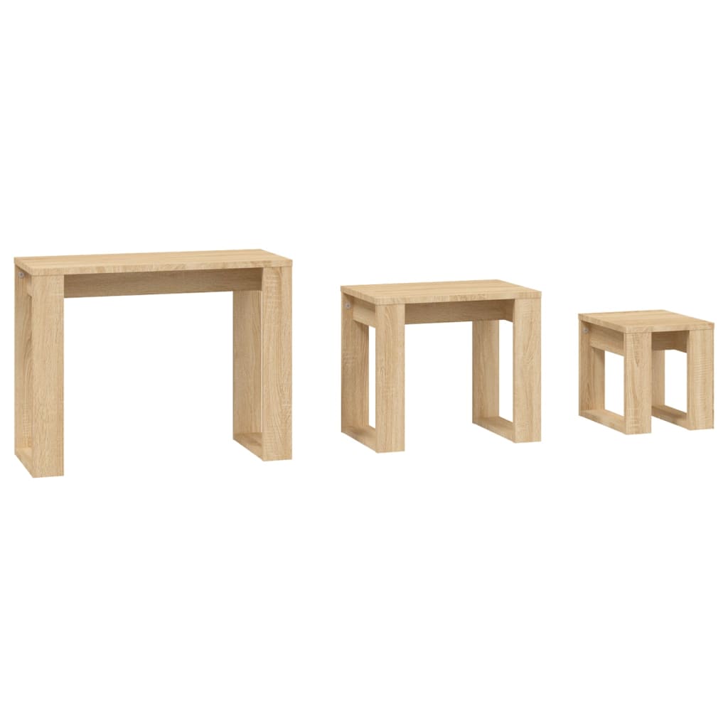 vidaXL Tables gigognes 3 pcs Chêne Sonoma Bois d'ingénierie