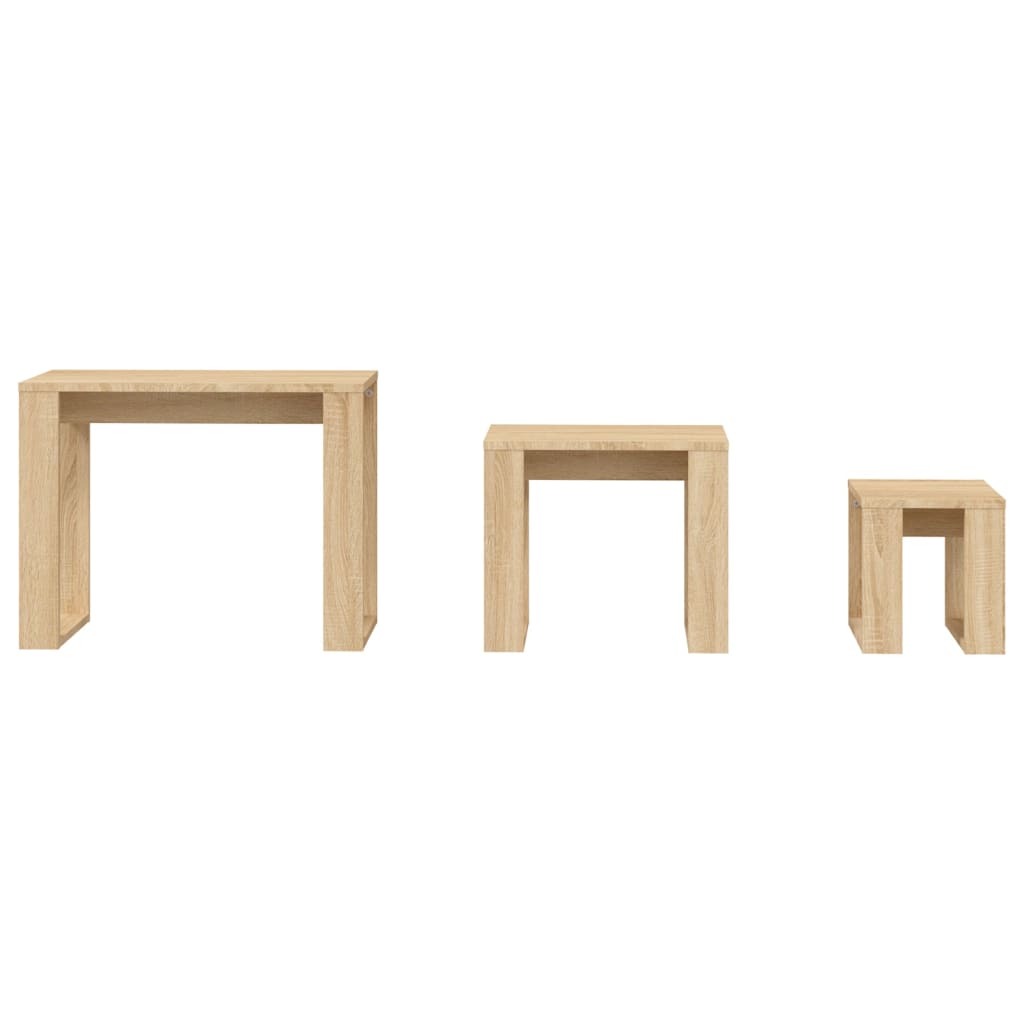 vidaXL Tables gigognes 3 pcs Chêne Sonoma Bois d'ingénierie