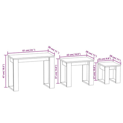 vidaXL Tables gigognes 3 pcs Chêne Sonoma Bois d'ingénierie